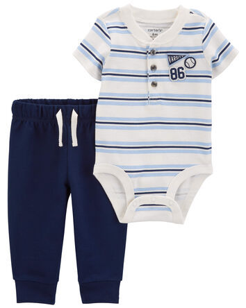 Baby 2-Piece Varsity Striped Bodysuit Pant Set, 