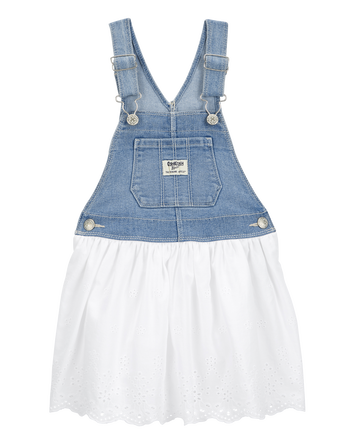 Baby Stretch Denim Eyelet Jumper Dress, 
