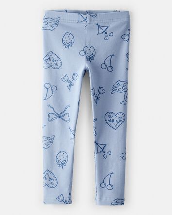 Toddler Girl Bow Icon Pull-On Stretch Leggings - Blue, 