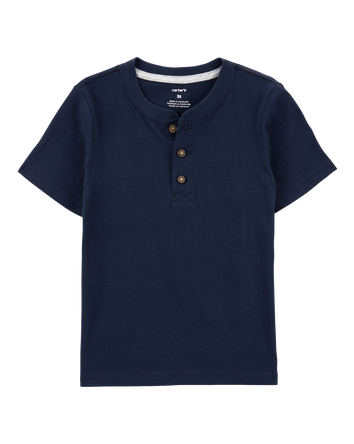 Baby Boy Short-Sleeve Henley Tee - Navy, 