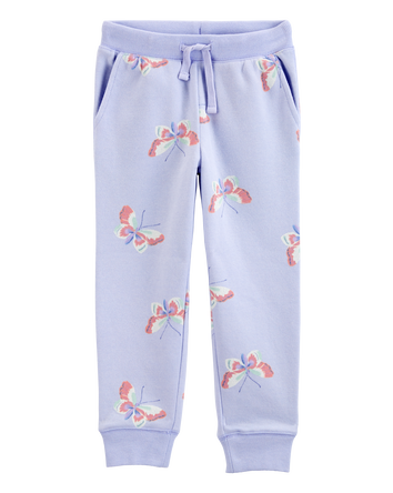Toddler Butterfly Print Fleece Joggers, 