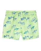 Toddler Boy Shark Swim Trunks - Lime Green, image 2 of 4 slides
