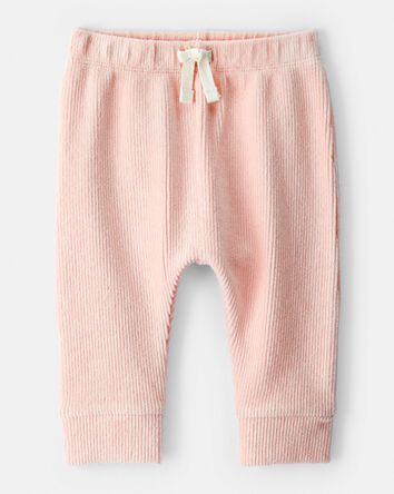 Baby Girl Ribbed Velour Pant - Pink, 