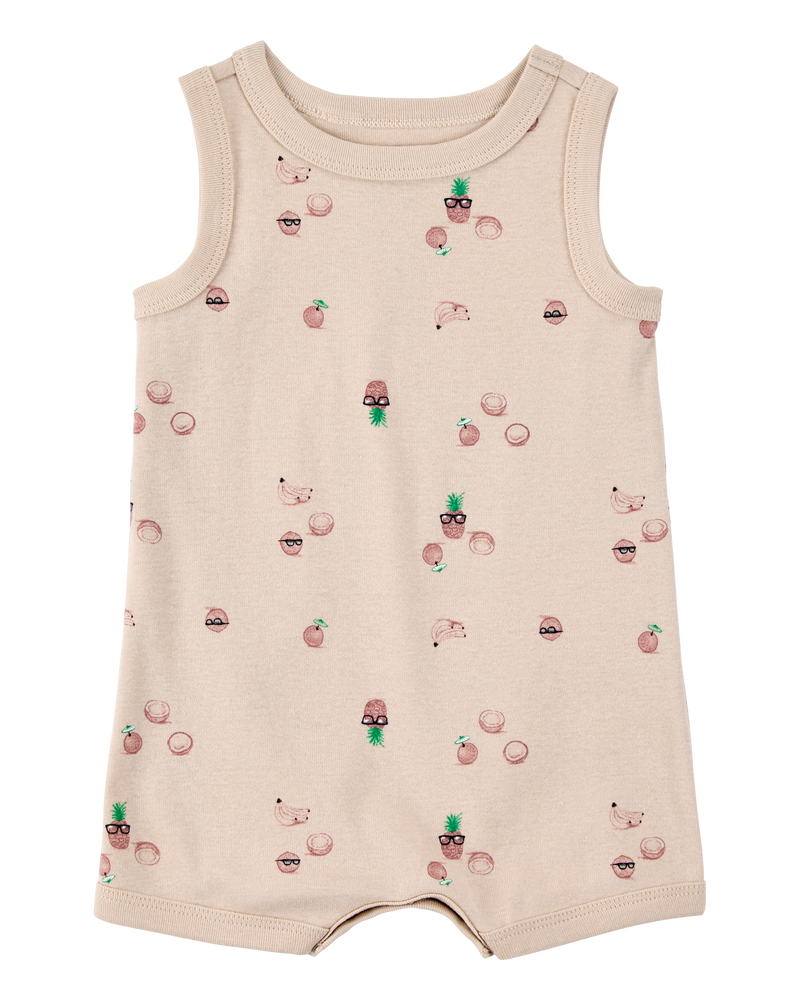 Baby Boy Coconut Print Cotton Romper, image 1 of 3 slides