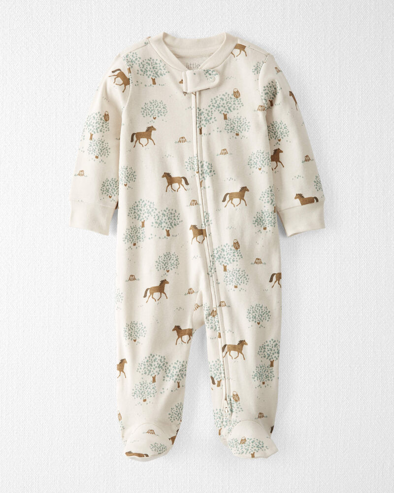 Baby Organic Cotton Sleep & Play Pajamas in Wild Horses, image 1 of 4 slides