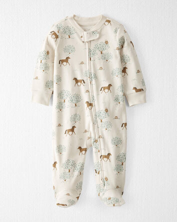 Baby Organic Cotton Sleep & Play Pajamas in Wild Horses, 