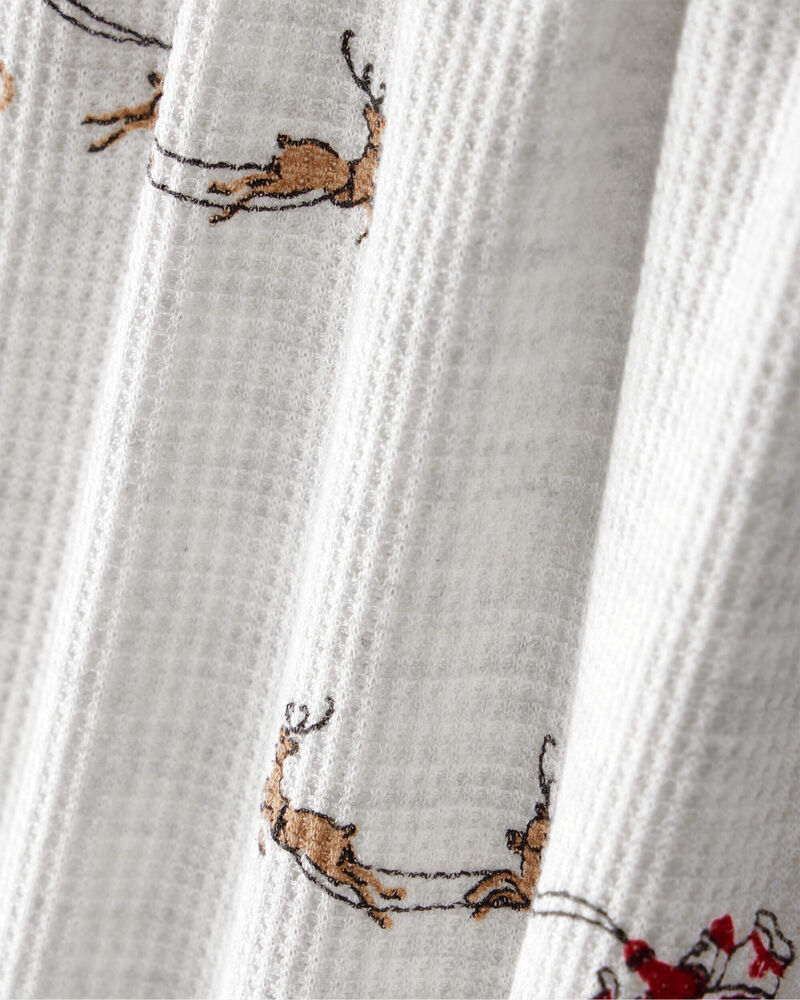 Baby Santa Print PurelySoft Long-Sleeve Sleep & Play Pajamas - Grey, image 5 of 7 slides
