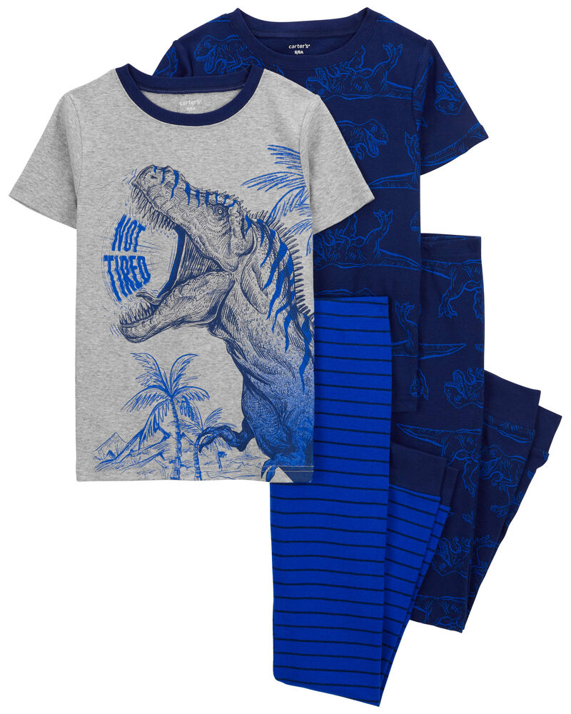 Kid 4-Piece Dinosaur Cotton Blend Pajamas, image 1 of 4 slides