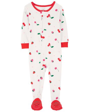Baby 1-Piece Cherry 100% Snug Fit Cotton Footie Pajamas, 
