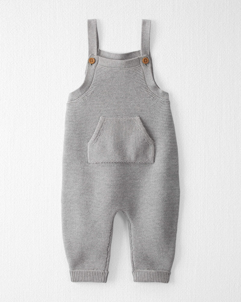 Baby Organic Cotton Sweater Knit Overalls in Heather Grey, image 1 of 6 slides