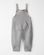 Baby Organic Cotton Sweater Knit Overalls in Heather Grey, image 1 of 6 slides