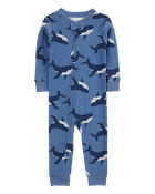 Baby Boy Whale Print Snug Fit Cotton Footless 1-Piece Pajamas - Navy, image 1 of 4 slides