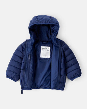 Baby Hooded Puffer Jacket - Navy Blue, 