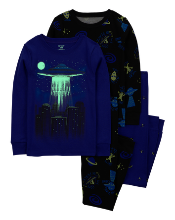 Kid 4-Piece Space Alien 100% Snug Fit Cotton Pajamas, 