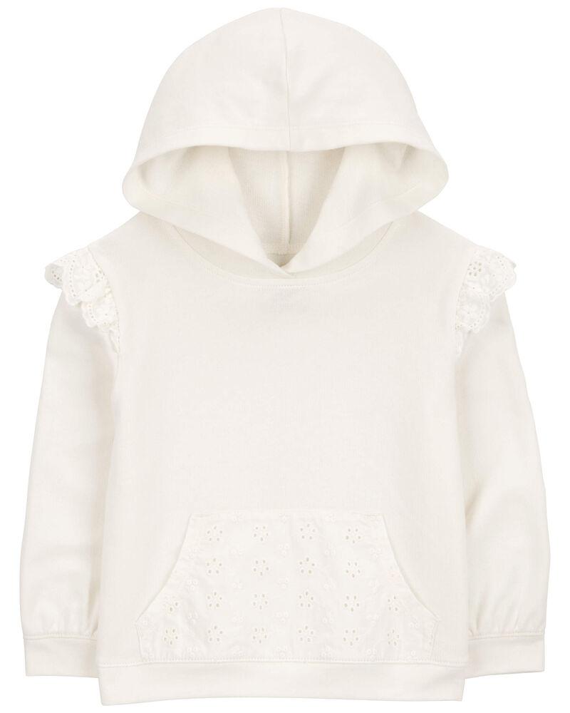 Toddler French Terry Eyelet Hoodie - Cream, image 1 of 3 slides