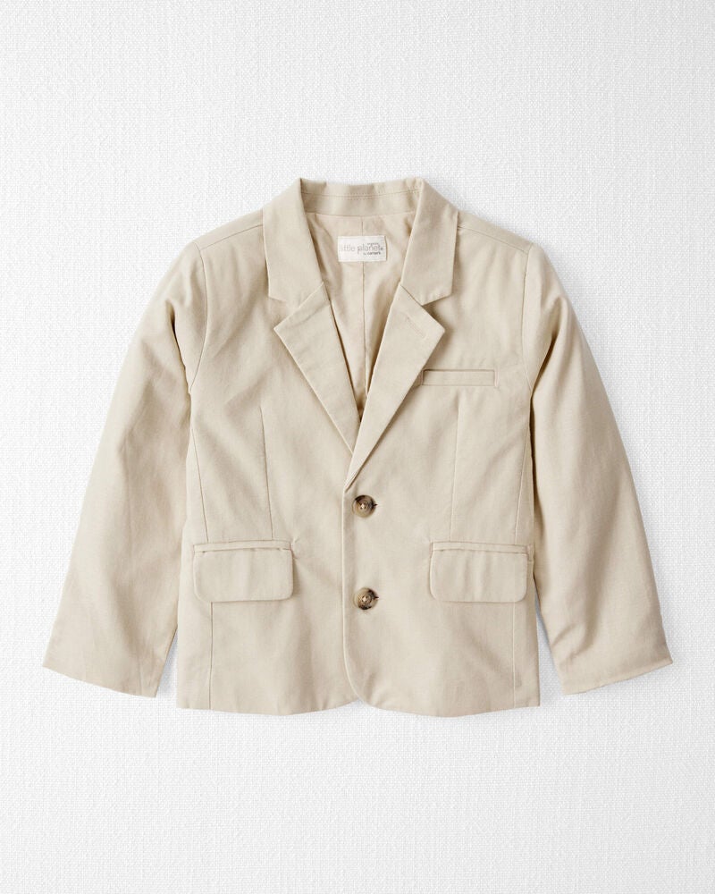 Toddler Linen Blazer Made With Organic Cotton - Khaki, image 1 of 4 slides