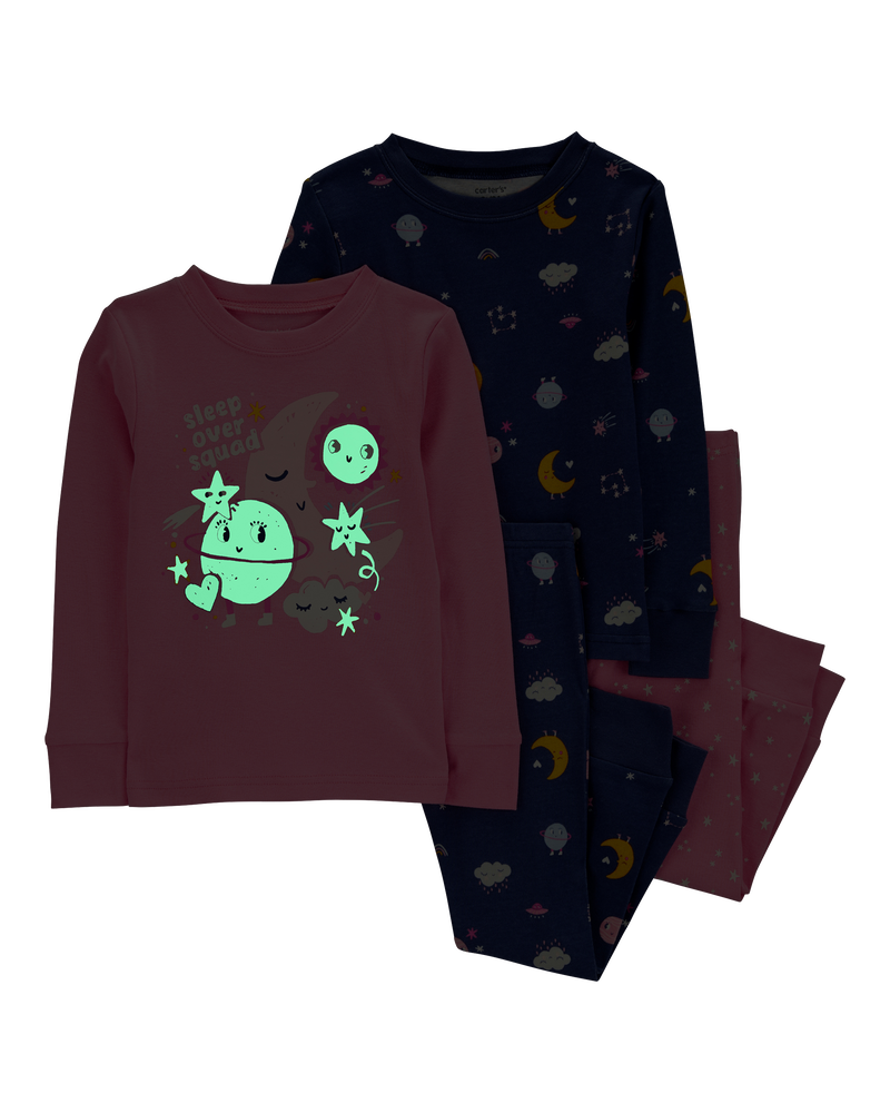 Baby 4-Piece Glow Space 100% Snug Fit Cotton Pajamas, image 2 of 5 slides