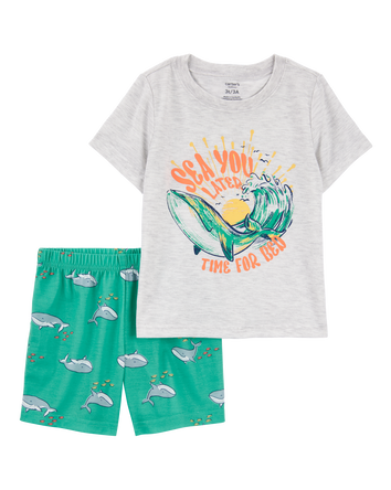 Toddler Boy 2-Piece Whale Loose Fit Pajamas, 