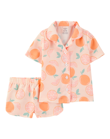 Toddler Girl Orange Print 2-Piece Pajamas - Pink, 