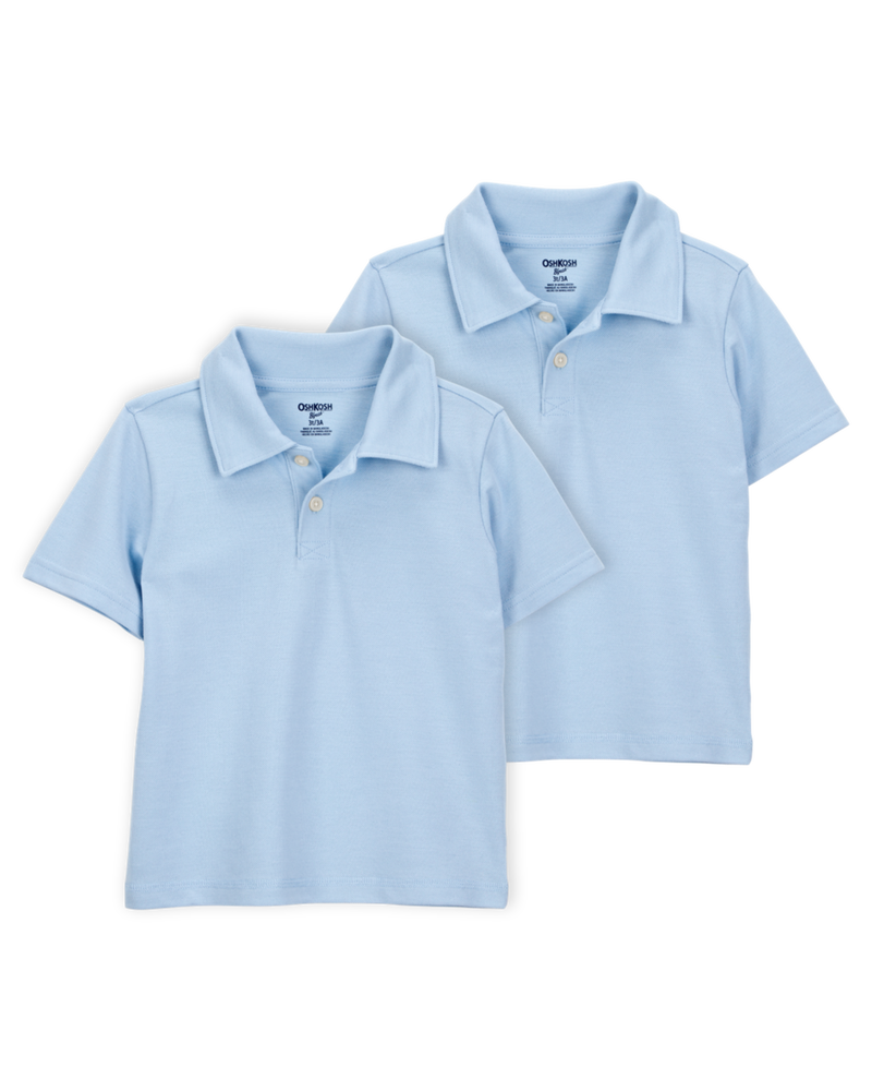 Toddler 2-Pack Pique Uniform Polo Shirts - Blue, image 1 of 3 slides