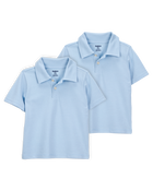 Toddler 2-Pack Pique Uniform Polo Shirts - Blue, image 1 of 3 slides