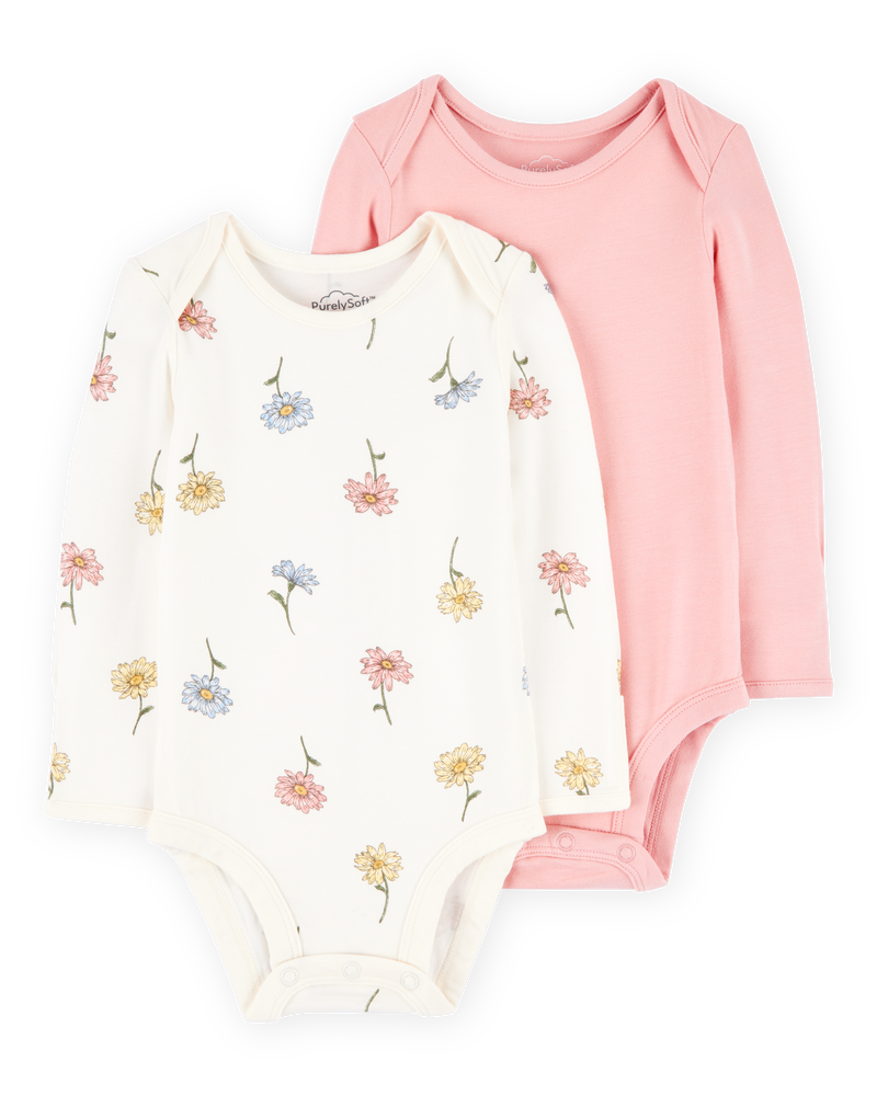 Baby 2-Pack Long-Sleeve PurelySoft Bodysuits, image 1 of 7 slides