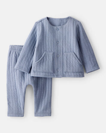 Baby Boy 2-Piece Quilted Long-Sleeve Sweater & Pant Set - Blue, 