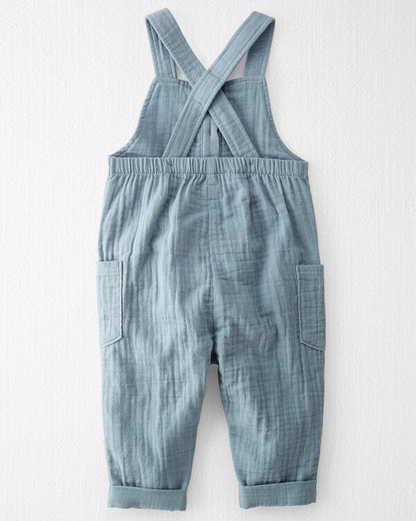 Baby Organic Cotton Gauze Overalls in Blue