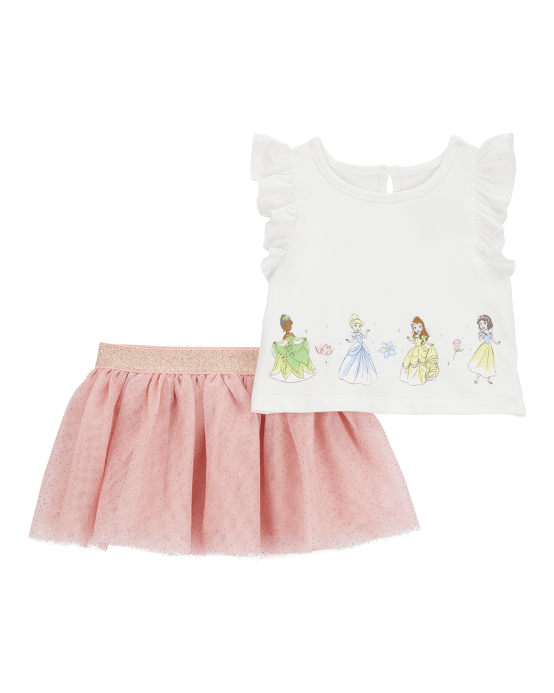 Baby 2-Piece Disney Princesses Tee & Tutu Skirt Set - White/Pink, image 1 of 2 slides
