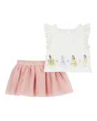 Baby 2-Piece Disney Princesses Tee & Tutu Skirt Set - White/Pink, image 1 of 2 slides