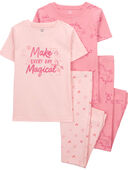 Pink - Kid 4-Piece Unicorn 100% Snug Fit Cotton Pajamas