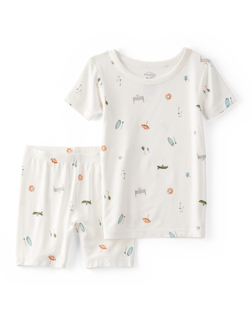 Toddler Camp Print PurelySoft 2-Piece Pajamas - Ivory, 