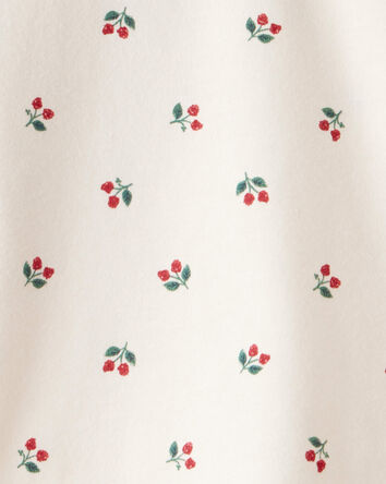 Baby Girl Holly Berry Print Cotton Long-Sleeve Top - Cream, 