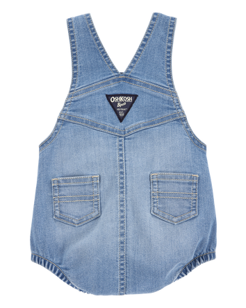 Baby Neutral Denim Bubble Romper - Blue, 