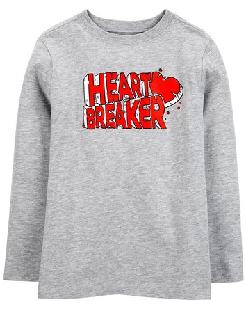 Little Heart Breaker Long-Sleeve Graphic Tee - Gray, 