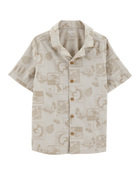 Kid Safari Short-Sleeve Button-Down Shirt - Khaki, image 1 of 3 slides