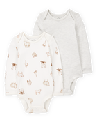 Baby 2-Pack Long-Sleeve PurelySoft Bodysuits, image 1 of 6 slides