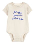 Baby "Reason We're Late" Short-Sleeve Bodysuit - Ivory, image 1 of 3 slides