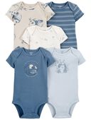 Blue/White - Baby 5-Pack Short-Sleeve Bodysuits