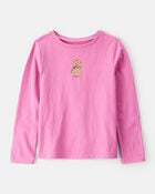 Girls Dog Long-Sleeve Graphic Tee - Pink, image 1 of 3 slides