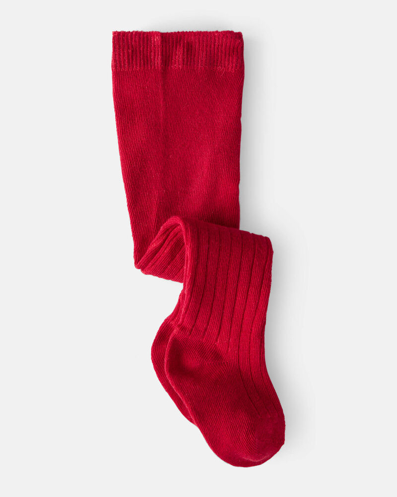 Baby Girl Rib Tights - Red, image 1 of 2 slides