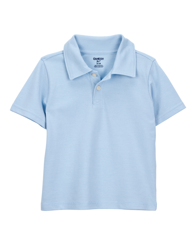 Toddler Pique Uniform Polo Shirt - Blue, image 1 of 3 slides
