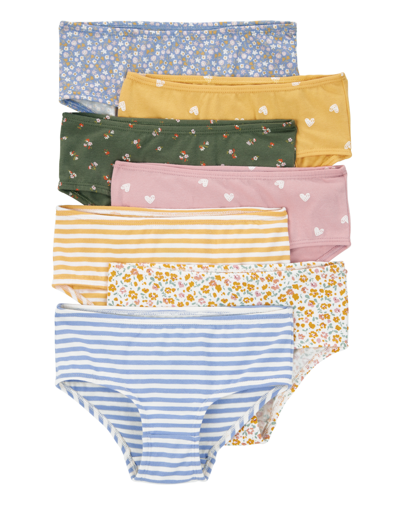 Toddler 7-Pack Floral Hearts Brief Stretch Cotton Underwear, image 1 of 3 slides