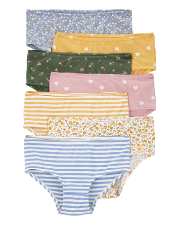 Toddler 7-Pack Floral Hearts Brief Stretch Cotton Underwear, 