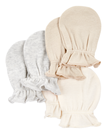 Baby 3-Pack Mitts - Ivory/Heather, 