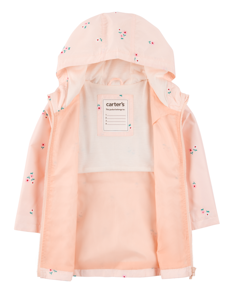 Toddler Floral Rain Jacket - Pink, image 2 of 3 slides