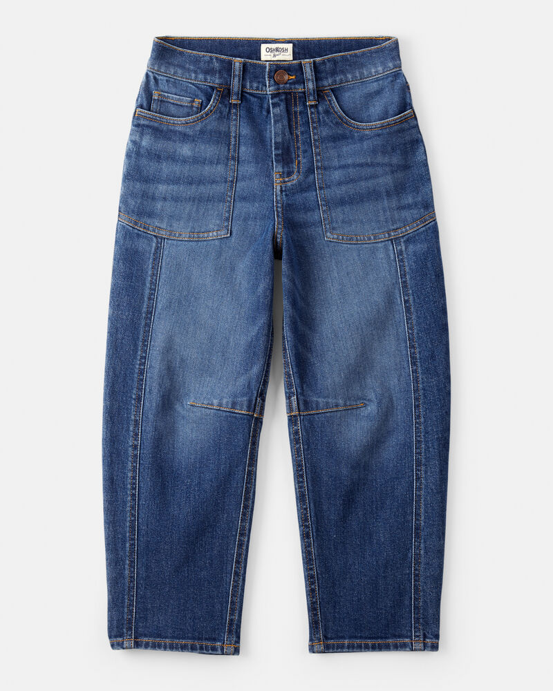 Girls Denim Barrel Jeans - Blue, image 1 of 4 slides