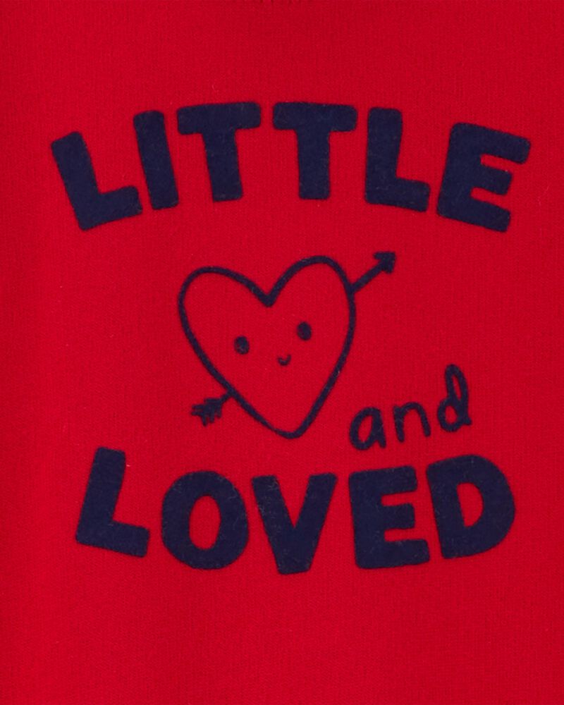 Baby Heart French Terry Long-Sleeve Jumpsuit - Red, image 2 of 3 slides