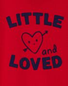 Baby Heart French Terry Long-Sleeve Jumpsuit - Red, image 2 of 3 slides