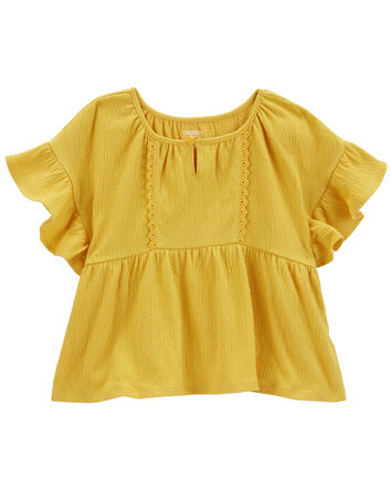 Kid Crinkle Jersey Flutter Crochet Top
, 